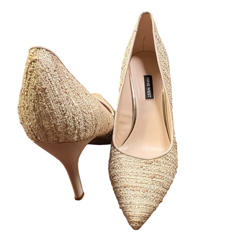 Nine West Fifth Pumps Women 10.5 Natural Multi Excellent Tweed Pointed Stiletto - Picture 5 of 12